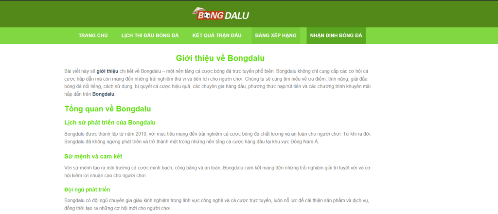 Giới thiệu về Bongdalu